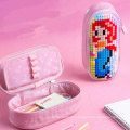 Andstal Pixel Design School Bleistift Case 2pcs/Set DIY -Puzzle Süßes Bleistiftkoffer für Girls School Stationerie